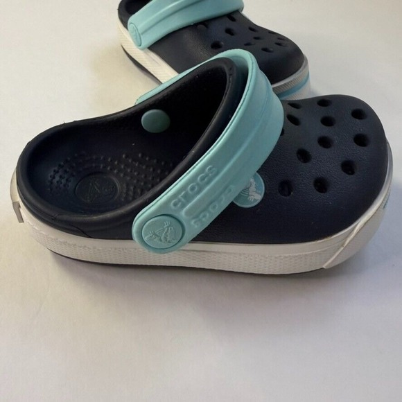 Crocs Crocband II Kids Toddler Clog - Size C4/C5 -‎ Navy, Teal, White - Picture 1 of 6